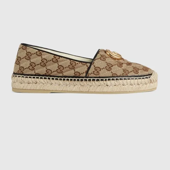 Gucci GG Monogram Print Beige Canvas Espadrilles Slip On Shoes 30744630_61763927_600.jpg main image 3